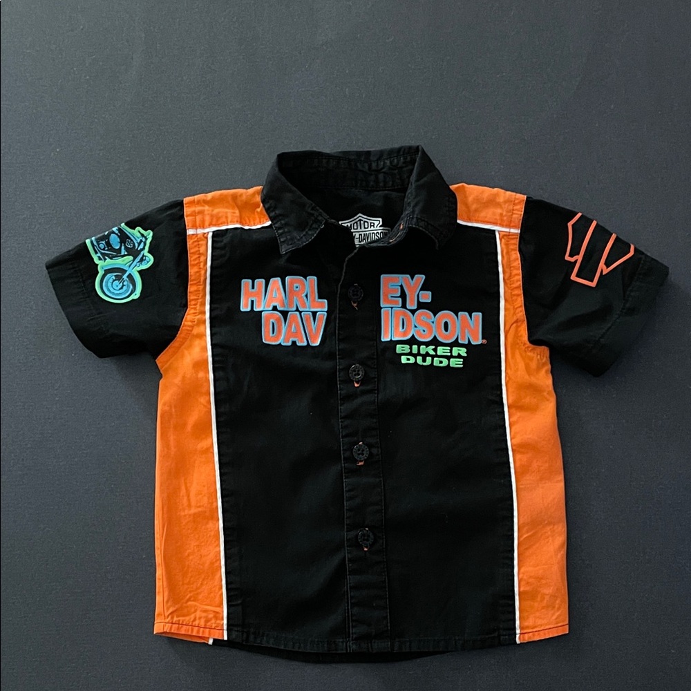 Harley-Davidson Kids Black and Orange Button Down Shirt